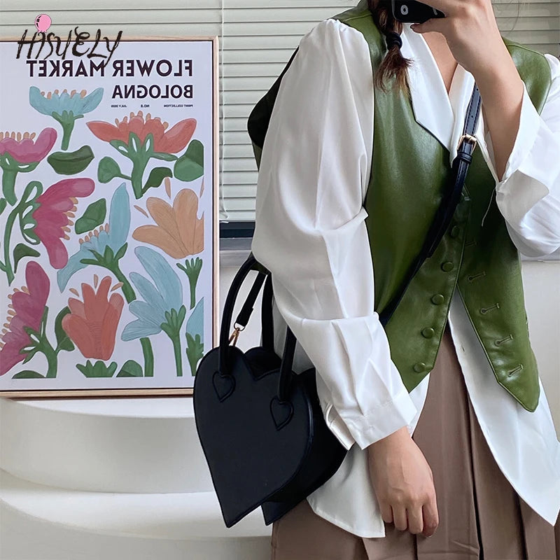 Heart Shape Shoulder Bag Retro Totes Purse