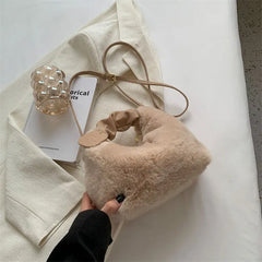 Faux Fur Women's Shoulder Crossbody Bag Zipper Small Casual Tote