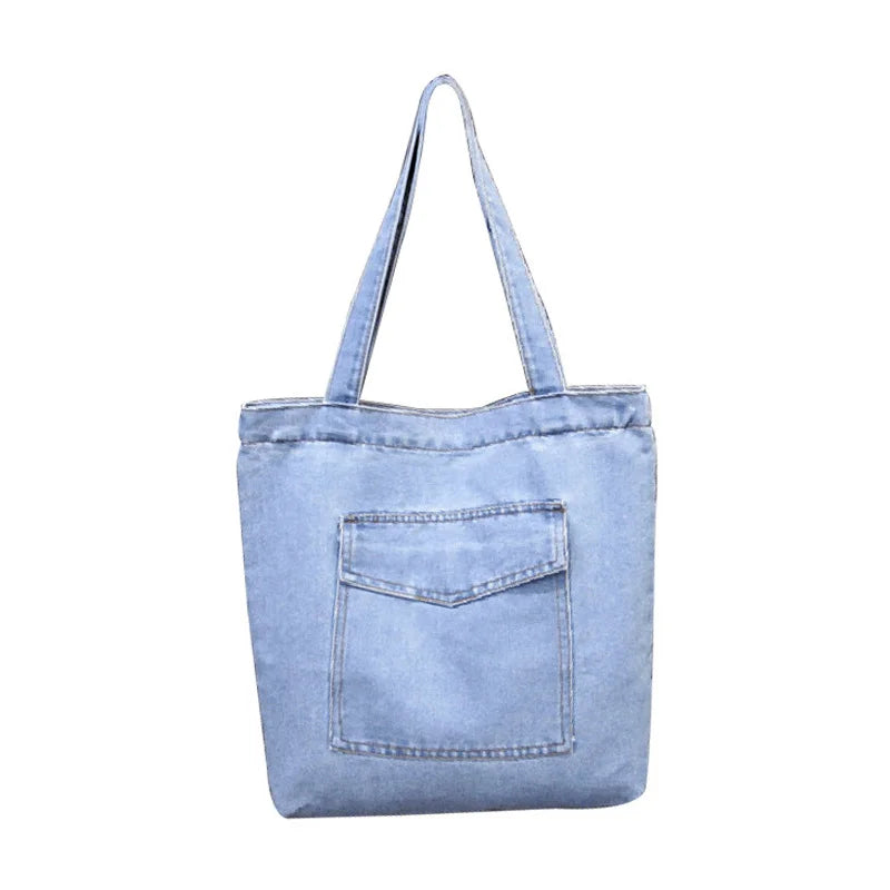 Women Shoulder Bag Street Canvas Denim Handbag Large Capacity Casual