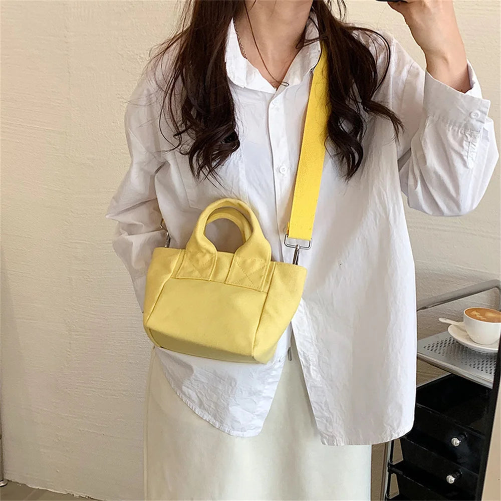Small Solid Women's Canvas Shoulder Bag