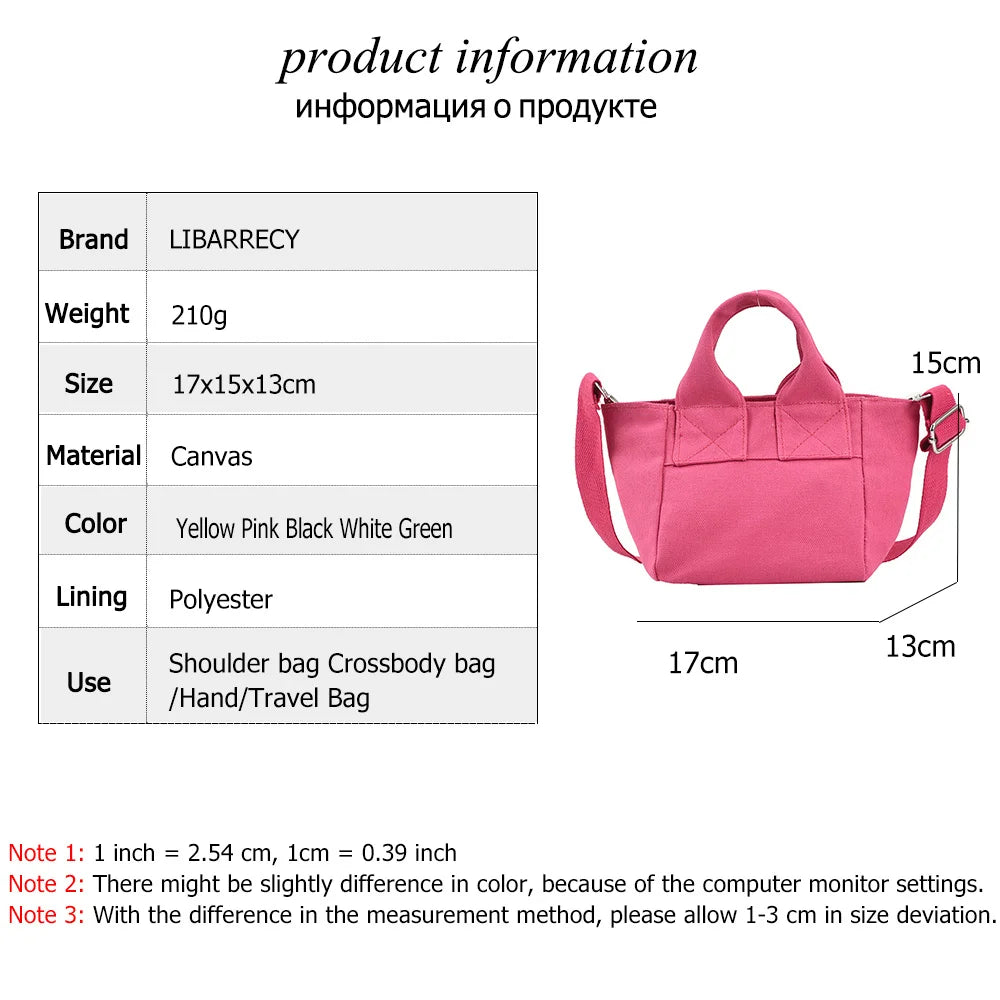 Small Solid Women's Canvas Shoulder Bag