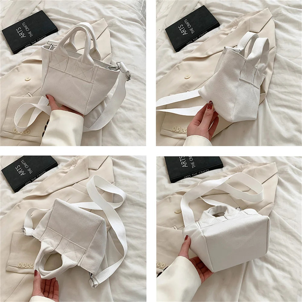 Small Solid Women's Canvas Shoulder Bag