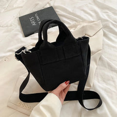 Small Solid Women's Canvas Shoulder Bag
