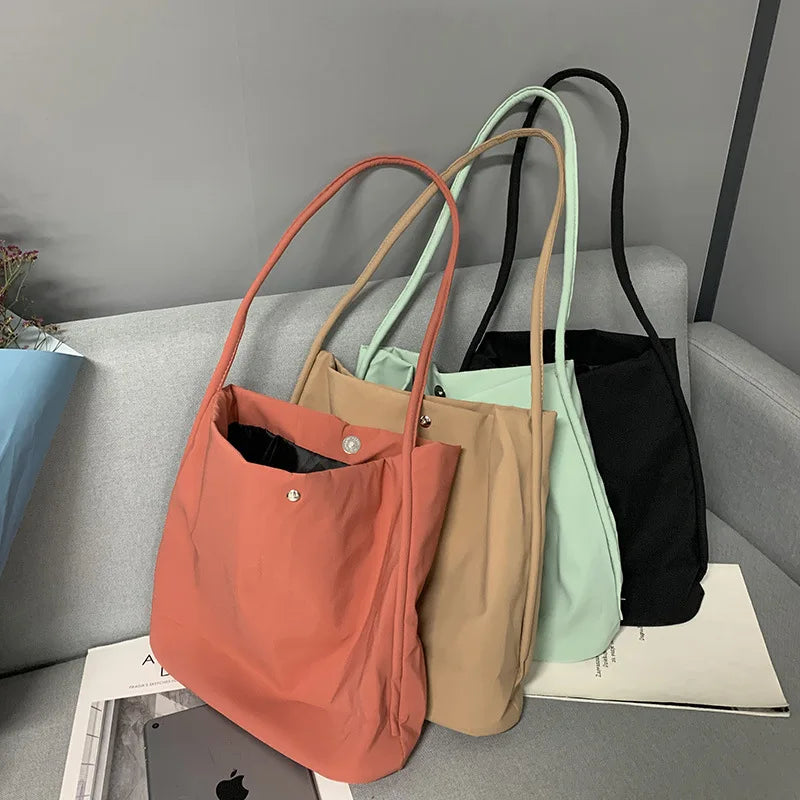 Nylon Canvas Shoulder Bag for Women Eco Shopping Tote Handbag