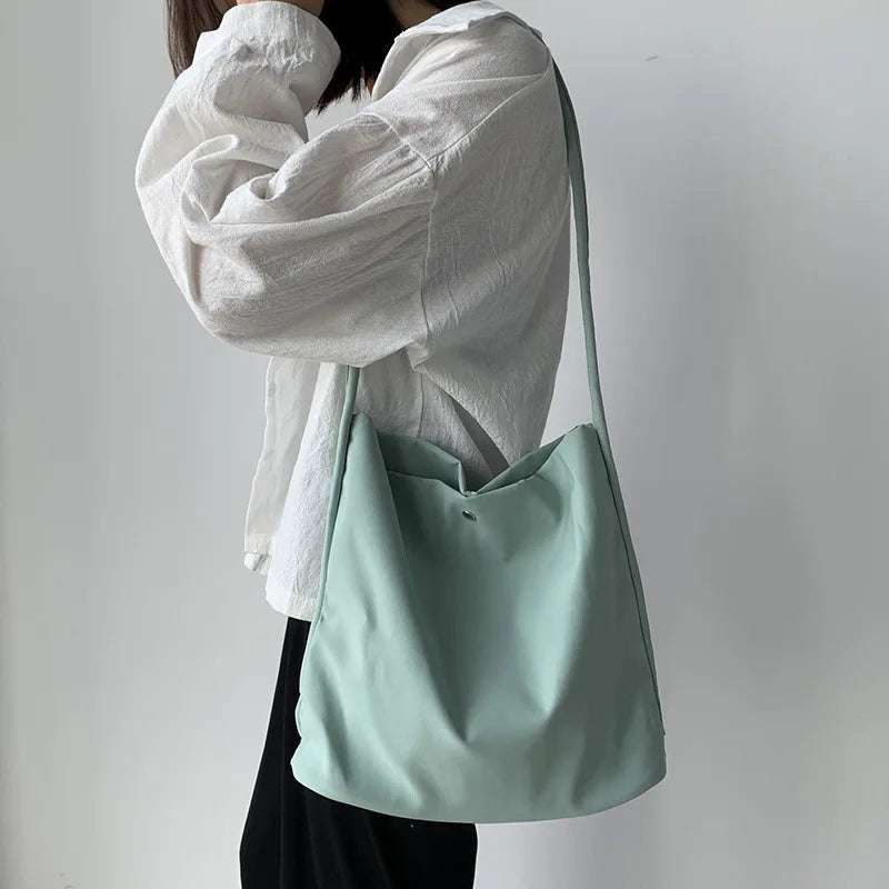 Nylon Canvas Shoulder Bag for Women Eco Shopping Tote Handbag
