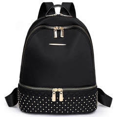 Retro Women Backpack Oxford Cloth Backpack Rivet Anti Theft Pocket Shoulder Bag
