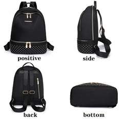 Retro Women Backpack Oxford Cloth Backpack Rivet Anti Theft Pocket Shoulder Bag