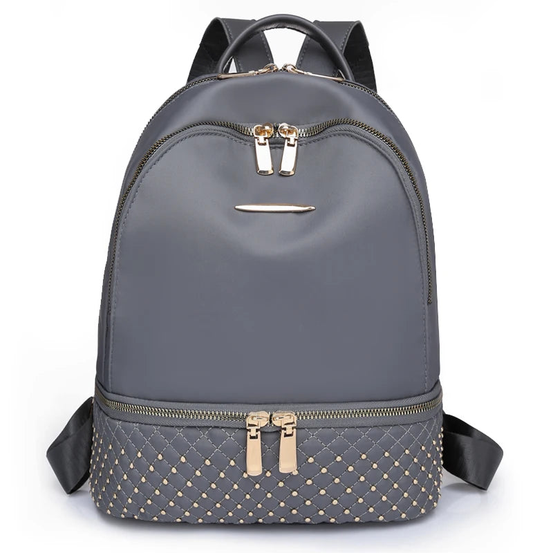 Retro Women Backpack Oxford Cloth Backpack Rivet Anti Theft Pocket Shoulder Bag