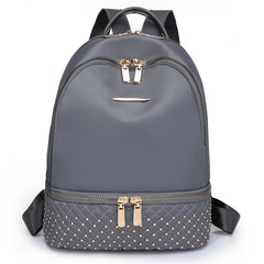 Retro Women Backpack Oxford Cloth Backpack Rivet Anti Theft Pocket Shoulder Bag