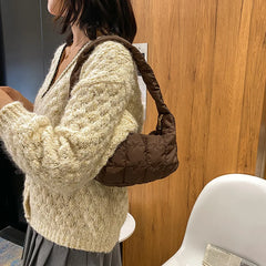 Women's Rhombus Shoulder Bag with Embroidered Design