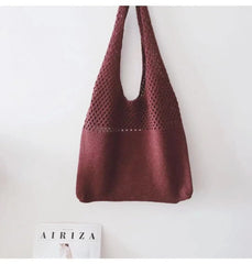 Spring Autum Crochet Handbag For Women Knitted Braid Hollow
