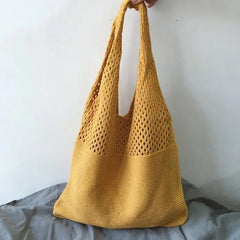 Spring Autum Crochet Handbag For Women Knitted Braid Hollow