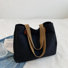 Japanese Style Canvas Shoulder Bag Large Capacity Tote Bag