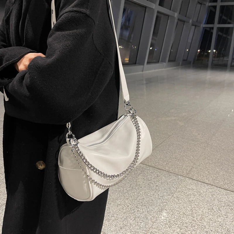 Fashionable Crossbody Shoulder Bag Party Shopping Chain PU Leather