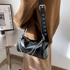 Fashionable Crossbody Shoulder Bag Party Shopping Chain PU Leather