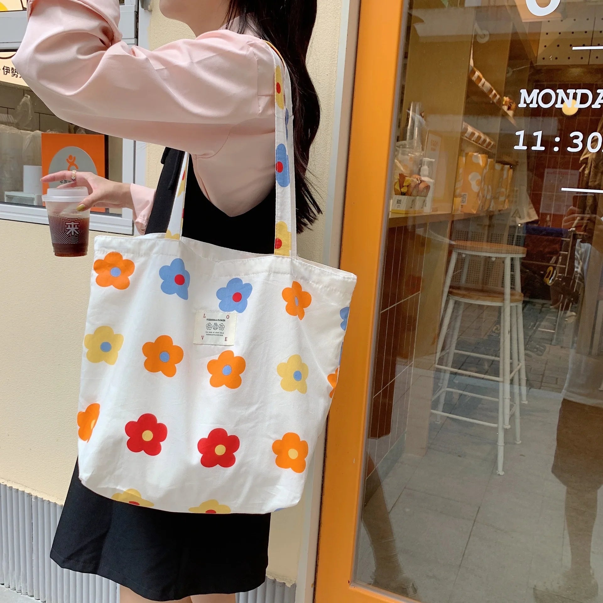 Floral Canvas Handbag Vintage Art Shoulder Bag