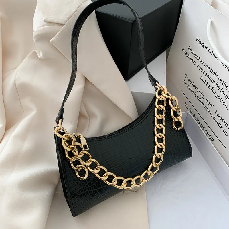 Crocodile Pattern Shoulder Bag Fashionable Diagonal Bag Women's Bags