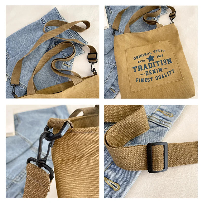 Womens Shoulder Bags Letter Canvas Handbag Crossbody