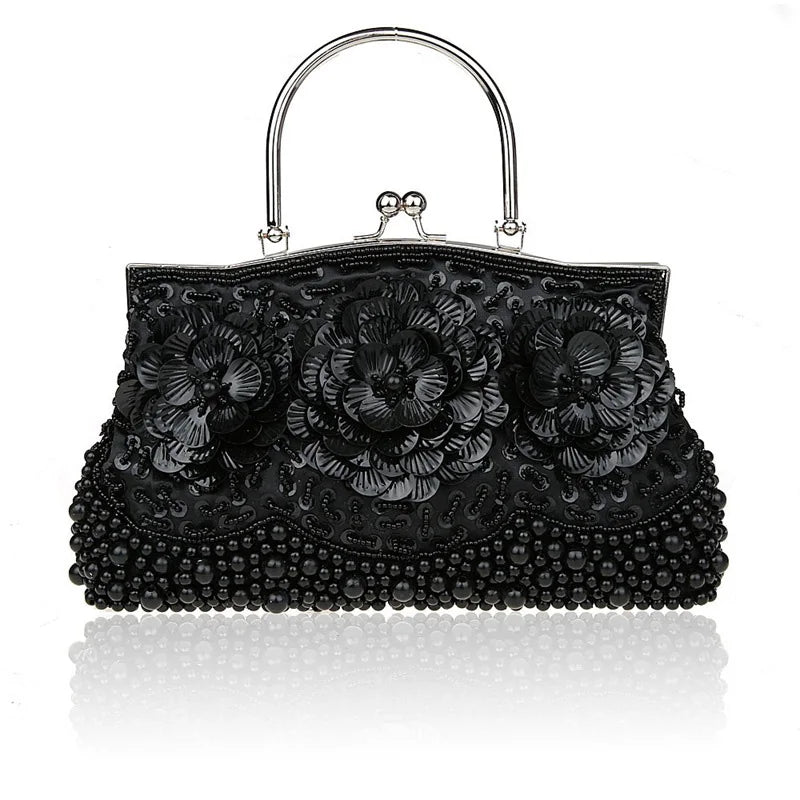 Vintage Beaded Evening Bag Embroidered Clutch Hand Bag WY65