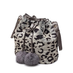 Vintage Faux Rabbit Fur Women Bag Messenger Bags Shoulder Cross Chain Bucket Bag
