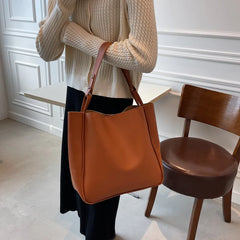 Vintage Shoulder Bags Large Capacity Female Tote Bags PU Leather