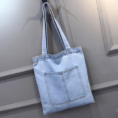 Casual Large Capacity Women Shoulder Bags Canvas Denim Zipper Shopping Bag