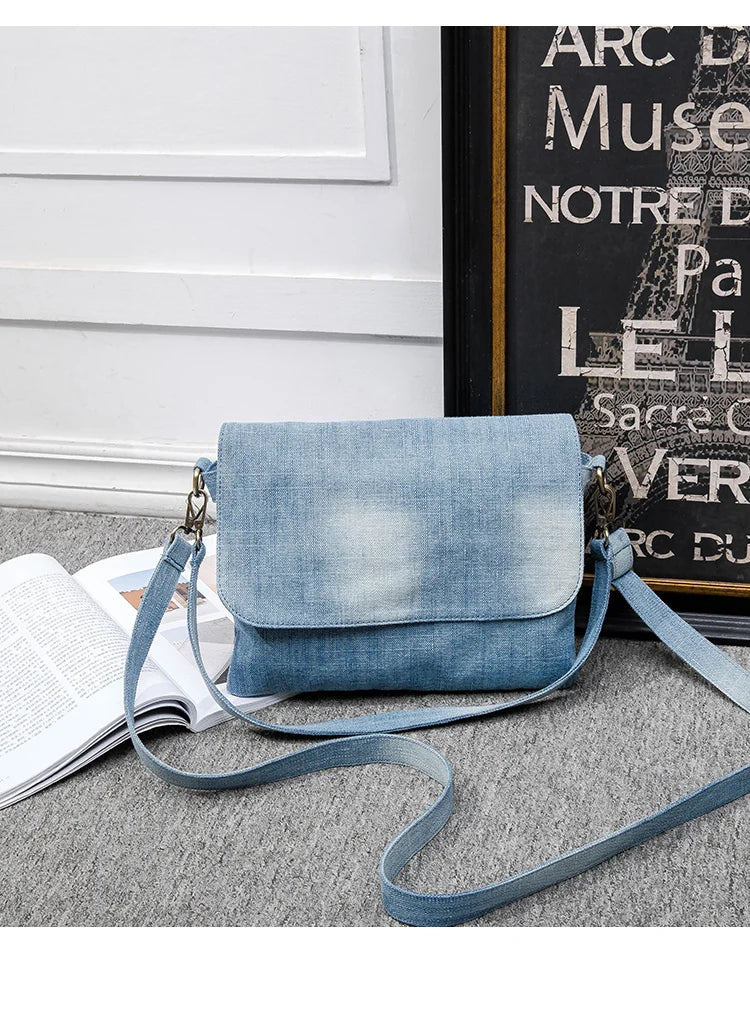Denim Shoulder Bags Small Casual Book Bags Travel Jeans Bags for Women