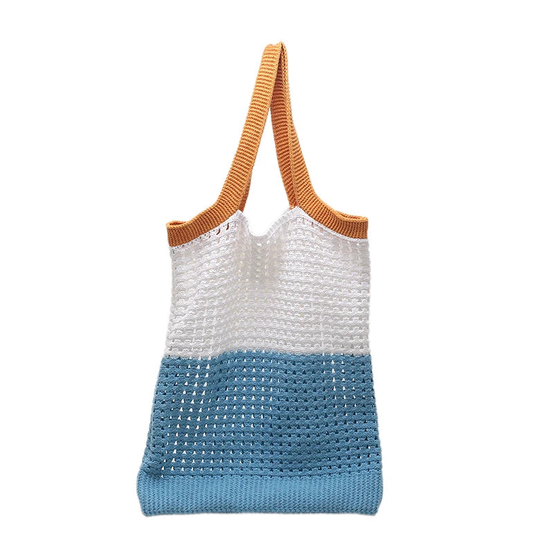 Women Mesh Woven Top Handle Shoulder Bag