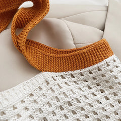 Women Mesh Woven Top Handle Shoulder Bag