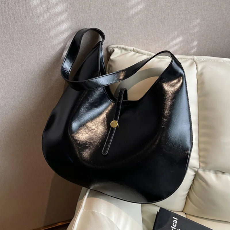 Women Large Half Moon Bags High PU Shoulder Crossbody Handbags