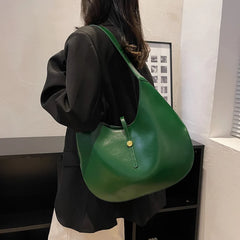 Women Large Half Moon Bags High PU Shoulder Crossbody Handbags