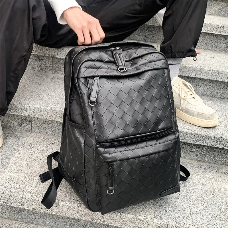 Woven Backpack Leisure Travel Large Capacity Men's School Bag