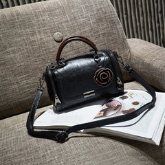 Flowers Pendant Boston Bags for Women PU Crossbody Bag