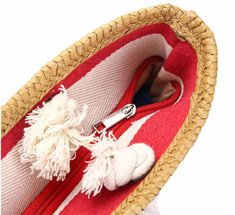 Patchwork Beach Bag High Striped Straw Bags Women Summer Canvas Handbag