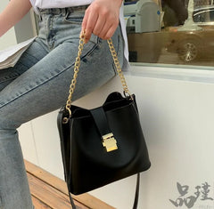 Retro Bucket Shoulder Bag Soft PU Leather Tote