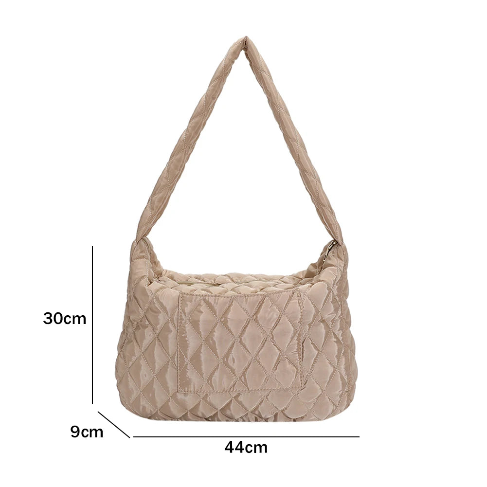 Rhombic Pattern Shoulder Bag Space Cotton Handbag Women Large Capacity Tote Bags