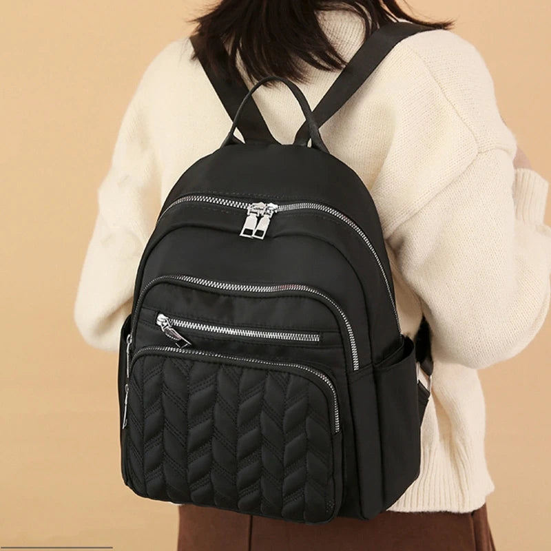 Quilted School Bag Small Backpack Purse for Women Girls Teenager Student
