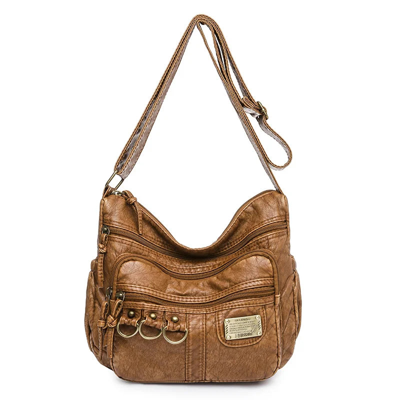 Vintage Crossbody Bag Brown Soft Shopper Bag