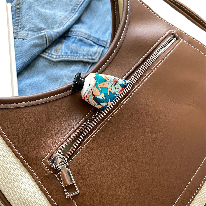 Casual PU Leather Shoulder Bags Women Large Capacity Top Handle