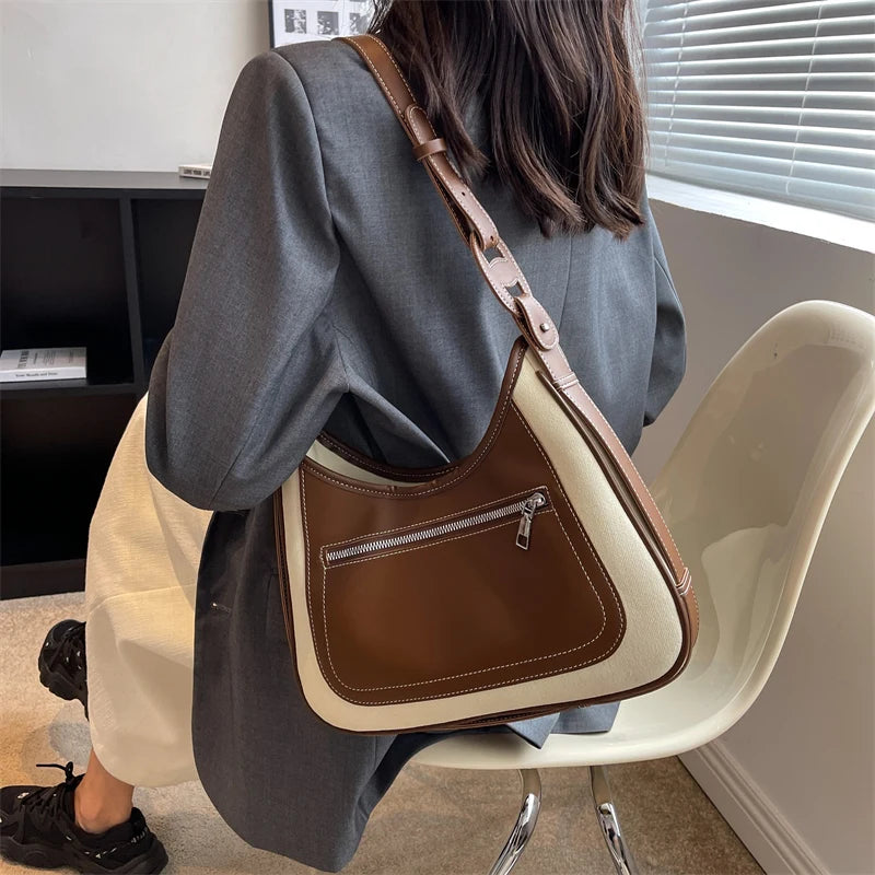 Casual PU Leather Shoulder Bags Women Large Capacity Top Handle