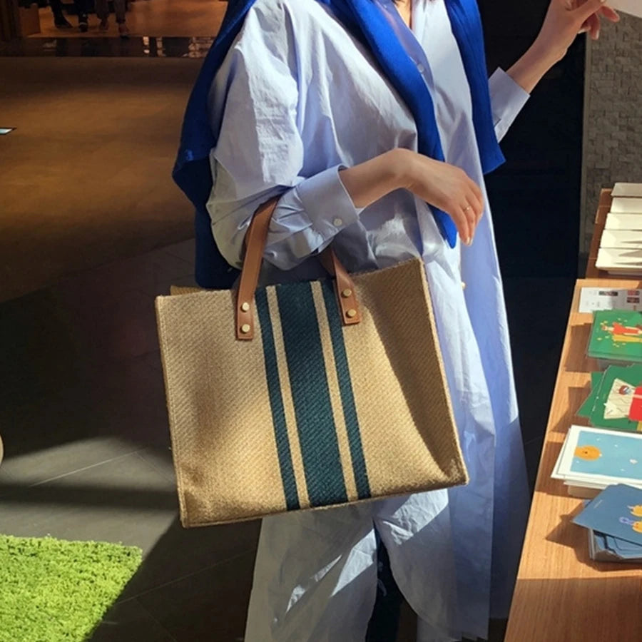 Vintage Striped Tote Bag for Women