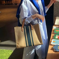 Vintage Striped Tote Bag for Women
