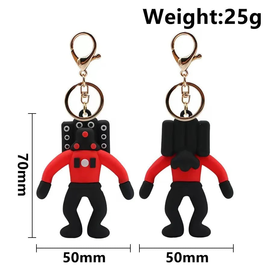 Skibidi Toilet Figure Keychain PVC Keyring Pendant Child Doll Birthday