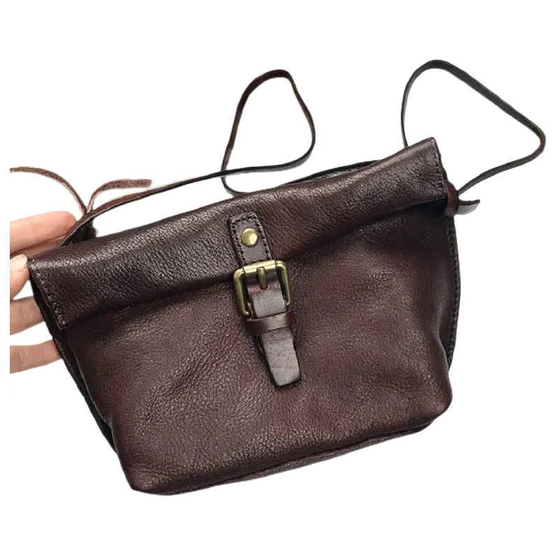 Retro Phone Bag for Girls Soft Leather Messenger Bag