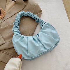 Solid Cloud Pleated Bag Women's Underarm Bag Sweet Shoulder Bag