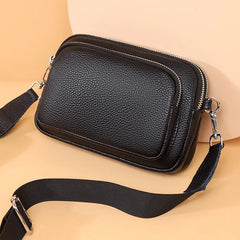 Square Leather Women Handbag with Wide Strap Cross Body Bag