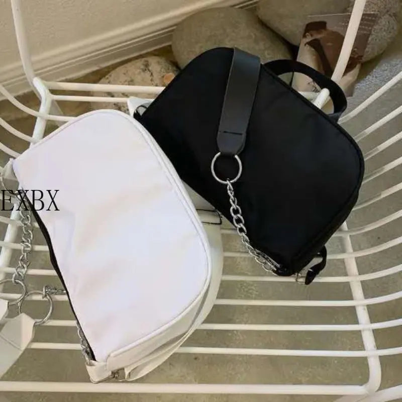 Vintage Nylon Chain Crossbody Bag Women Casual Shoulder Messenger Bags
