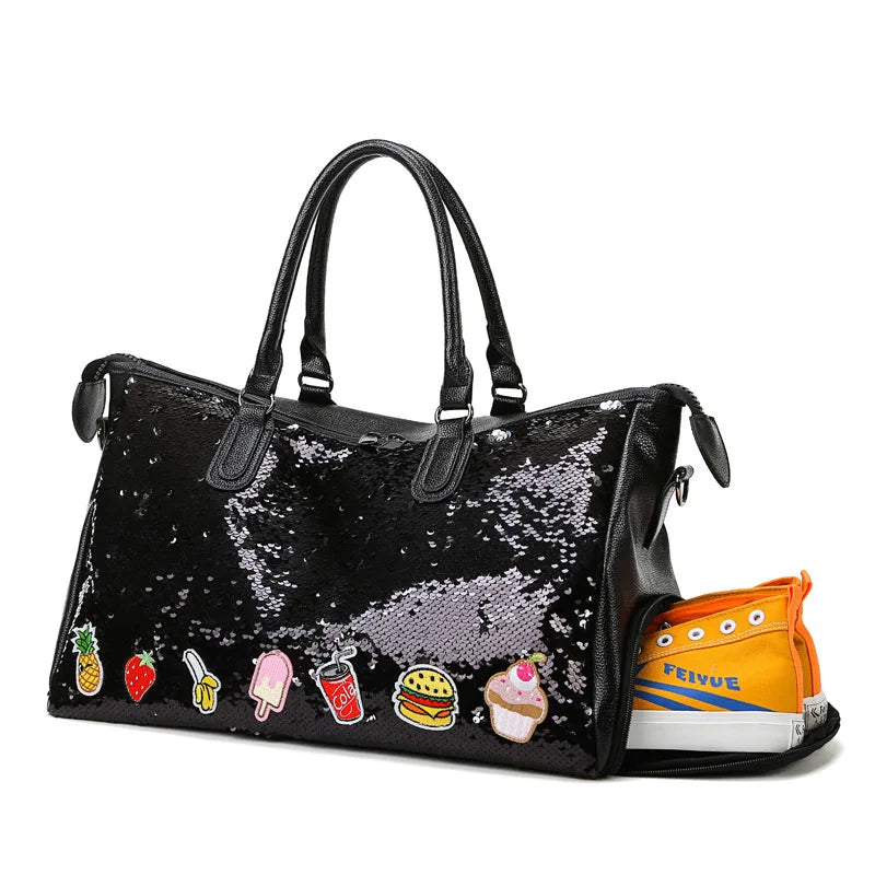 Women's Large Sequin Crossbody Bag Lightweight Fitness Backpack