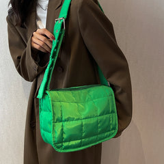 Women's Quilted Handbag Purse Cotton Padded Shoulder Bag