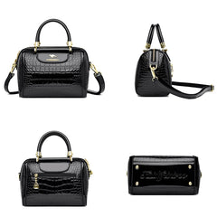 Crocodile Pattern Patent Leather Female Shoulder Bag